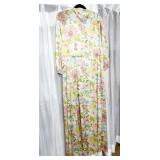 2 PC SATINY FLORAL PRINT NYLON ROBE AND NIGHTGOWN