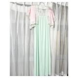 PINK AND GREEN NIGHTGOWN LACE TRIMMED TOP SLEEVES