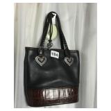 BRIGHTON BLACK LEATHER PURSE C031215 BRAIDED