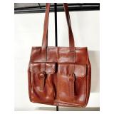 CARLA MARCHI BROWN TOTE PURSE BAG DOUBLE SHOULDER