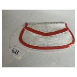 RED AND WHITE VINTAGE SEQUINED CLUTCH BAG MADE IN