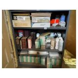 SHELF OF ENVELOPES, WIPES, OTHER OFFICE SUPPLIES