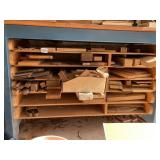 CONTENTS OF UNDER WORKBENCH WOOD LARGE ASSORTMENT