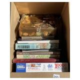 COLLAPSABLE HAT AND BOX OF BOOKS AND PUZZLES