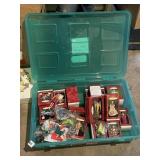 BIN OF CHRISTMAS LOTS OF DECORATIVE PLATES AND