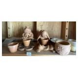 DECORATIVE TERRACOTTA BUNNIES, CANDLES ETC.