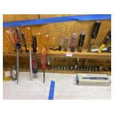 LOWER CONTENTS OF WORKBENCH SHELF SCREW DRIVERS