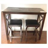 TABLE WITH 2 STOOLS 42X22X36