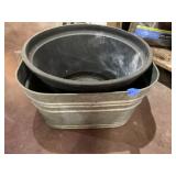 GALVANIZED TUB AND PLASTIC PLANTER