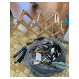 WINE RACK, DRAWER CONTENTS, 3 FLASHLIGHTS