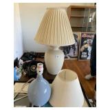 TABLE LAMP AND SMALL BLUE LAMP