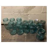 12 BLUE CANNING JARS