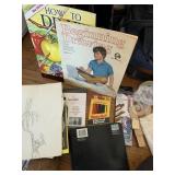 DRAWING BOOKS AND SUPPLIES, W/ TOTE