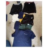 T SHIRTS AND SIZE MEDIUM PIRATE SHORTS, RUSSELL