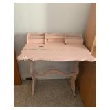 PINK PAINTED DESK WITH COMPARTMENTS ON TOP