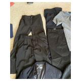 BLACK STRIPED SUIT, SLACKS AND TOPS SIZE MEDIUM