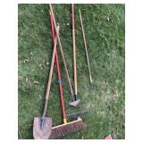 PUSH BROOM GRAVEL RAKE ROUNDED SHOVEL