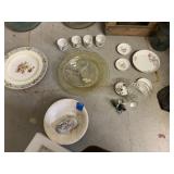 AMBER DEPRESSION PLATE, ROSE POINT DIVIDED DISH,