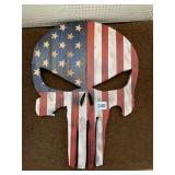 RED/WHITE/BLUE WOOD SKULL