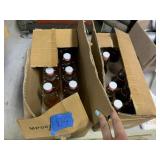 HOMEMADE BLUEBERRY MEAD AND BOTTLES OF RHUBARB IN