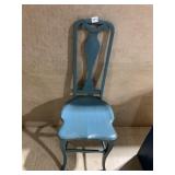 HIGH BACK ANTIQUE BLUE FINISH CHAIR 14 INCHES