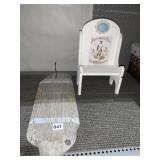 WHITEWASH PAINTED CHAIR AND BOARD WITH HOOK FOR