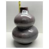 PURPLE GLAZED POTTERY VASE 8" H - NO SIGNATURE
