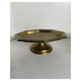 ANTIQUE PEDESTAL SERVING TRAY SOLID BRASS