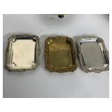 3 RECTANGLE SERVING TAYS 6" X 5" - SILVER TONE 2