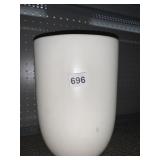 POTTERY BARN OVAL VASE W/ LIGHT GREEN INTERIOR
