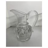 CLEAR GLASS PITCHER HAND BLOWN BELIEVED TO BE BY