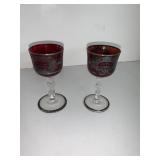 RUBY CORDIAL WITH SILVER OVERLAY, TWISTED BASE