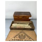 CEDAR BOX WITH METAL STENCILS BOX MADE BY LANE,