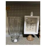 14" H SHADOW BOX WITH DRIED FLOWERS ON STAND AND