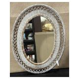 PLASTIC RATAN MIRROR 34 INCHES BY 26 INCHES
