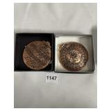 2 SOLID COPPER WENDELL AUGUST ORNAMENTS IN BOXES