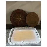 WHITE LIQUOR SERVING TRAY AND OTHER BASKETS