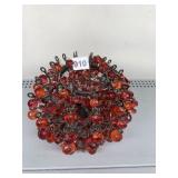 HANGING CANDLE CENTER LANTERN W/ AMBER FAUX GLASS