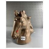 BRONZE HORSE HEAD CERAMIC SOME PAINT PEELING
