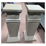 TWO PLASTERED PEDESTALS WITH FUSION PAINT, 10