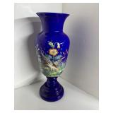 BLUE VASE HAND PAINTED 13" H