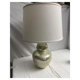 MODERN SILVER TONE LAMP W/ CREAM SHADE