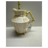 BELLEEK 3 FOOTED CHERRY BLOSSOM PITCHER 8" H