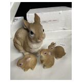 4 BUNNY FIGURINE W/ STYROFOAM COVER