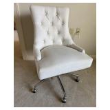 WHITE TUFTED BACK ROLLING OFFICE CHAIR