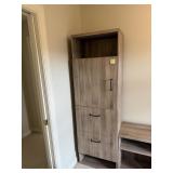 WOOD FINISH MODERN OPEN TOP W/ 2 DRAWERS 75.5" H