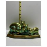 ZSOLNAY HUNGARY HAND PAINTED CAT FIGURINE, KNICK