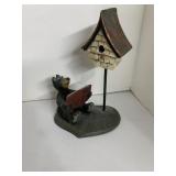 BEAR WITH BIRDHOUSE FIGURINE