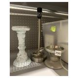 THREE CANDLE STANDS ONE BRONZE FINISH