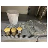 CANDLE HOLDERS AND PLANTER PLUS CENTERPIECE BOWL